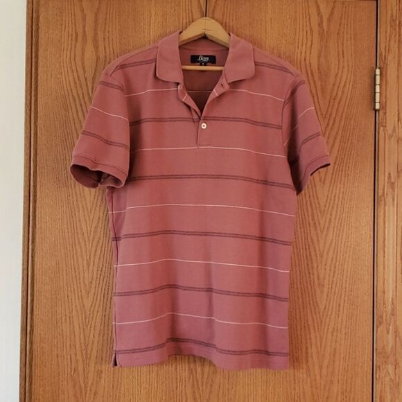 GH Bass & Co Mauve Striped Polo Shirt Sz M - Picture 1 of 4